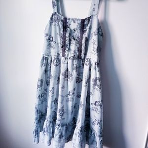 NWT Axes Femme Japan Light Green Tank Ruffle Babydoll Cat Clock Dress